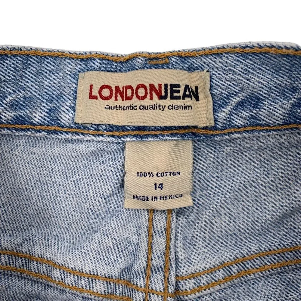 Vintage London Jeans Light Wash High Rise Cut-Off Jean Shorts Size 14 Mom - Picture 3 of 5